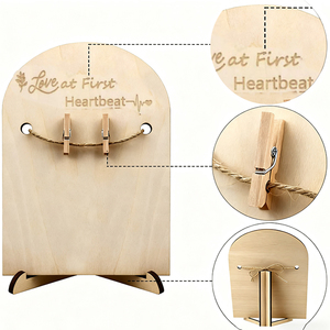 Soporte de Madera para Accesorios de Anuncio de Hitos del Bebé con Letrero de Bienvenida al Mundo, Letreros de Meses del Bebé, Tarjetas de Registro - Product Image 6