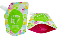 Pochette souple personnalisée écologique de 1L avec bec verseur pour jus de fruits, détergent liquide ou boissons, avec logo personnalisé en PE