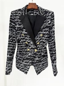 时尚英文字母印花双排扣西装外套女士加大码夹克女士 - Product Image 4