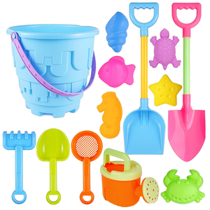 Ensemble de jouets de plage : seau, arrosoir, pelle, bêche, moules à sable – Jouet de plage extérieur coloré, multi-styles, portable, seau à sable pour bébé - Product Image 1