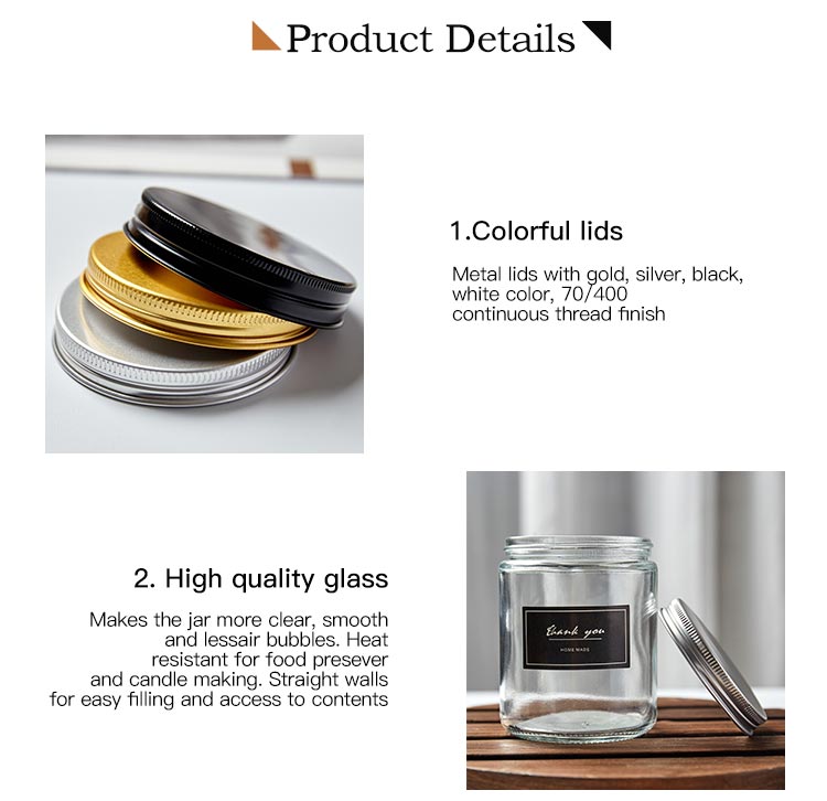 Glass Cosmetic Containers 4oz 8oz 16oz Clear Amber Straight Side Glass Jar with lid