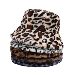 Оптовая продажа Flurry ведро шапки для женщин с меховым утеплителем на заказ с леопардовым принтом ведро головные уборы для девочек