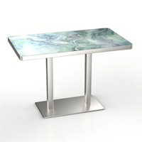Ensemble table et chaises de café, plateau en pierre frittée, pieds en métal, mobilier pour restaurants, hôtels, style luxe léger et contemporain