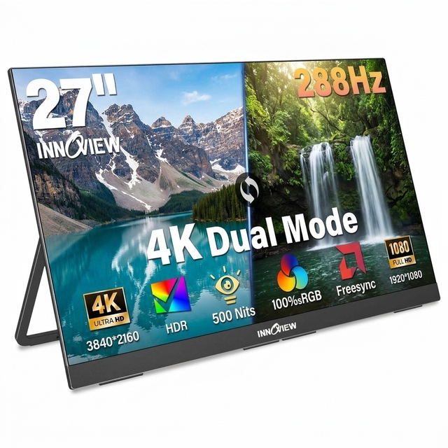 27 Inch FHD 288Hz Dual Mode Portable Monitor IPS Gaming Display HDR 500 Nits VESA Adjustable Stand for PS5