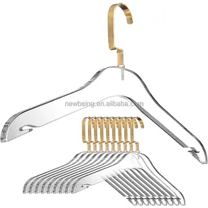 Прозрачная акриловая вешалка для одежды-модная Тяжелая стойка для хранения гардероба с золотым хромированным стальным крючком для рубашки и dres
