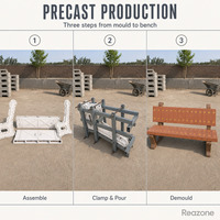 Park Bench Mould for Garden Path Landscape Project Concrete Seating Mold Wood Grain Panel Mold for Public Walk and Promenade