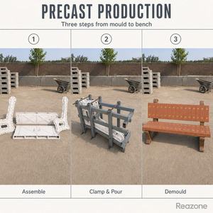 Molde para banco de jardín para proyectos de paisajismo, molde de hormigón para asientos con diseño de madera para caminos públicos y paseos. - Product Image 1