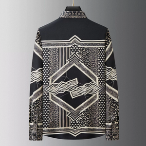 秋冬高品質コットンカジュアルシャツ男性用3Dデジタルプリント刺繍長袖ワーク春用しわ防止 - Product Image 4