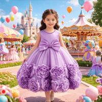 Robe en Tulle pour Enfants, Col Perlé, Nœud à la Taille, Robe de Cérémonie, Tenue de Fête d'Anniversaire pour Bébé Fille, Robe de Princesse pour Mariage ou Demoiselle d'honneur