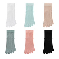Chaussettes mi-mollet sans couture à cinq doigts pour femmes, fines, en fibre de bambou, respirantes, déodorantes, antibactériennes, absorbant la transpiration, pour l'été