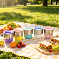 Bocal alimentaire isotherme moderne en acier inoxydable pour camping, grande capacité, anti-fuite, pour salades et fruits, avec tapis antidérapant