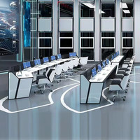 Console de poste de travail incurvée moderne Mobilier en métal commercial pour salle de contrôle de bureau Centre de commande Surveillance Table de conférence