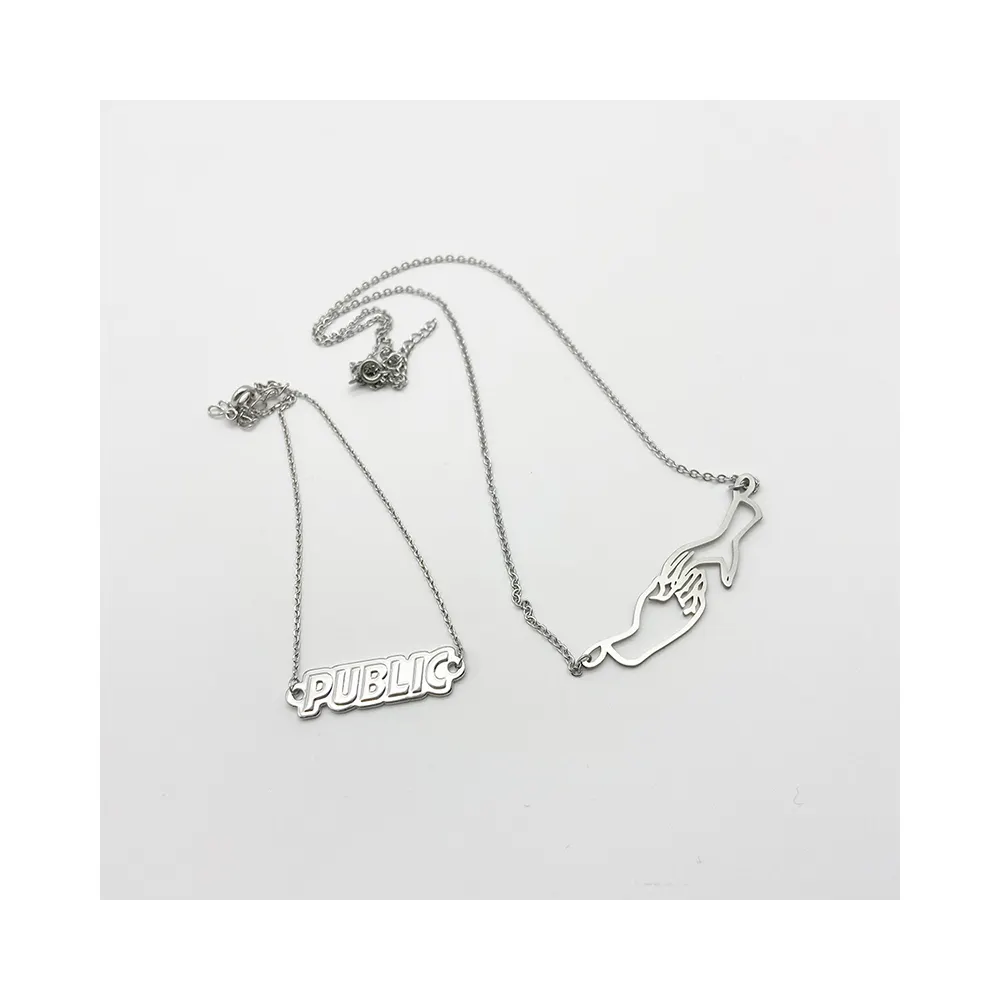 Fashion Women Silver Necklace Jewelry Custom Logo Letter Pendant Necklace