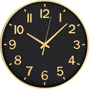 12 Inch Modern Home Decoration Silent 3D Embossed Number Injection Dial Plastic Custom Green Wall Clock For Living Room