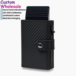 Cartera de Cuero Triple con Monedero y Protección RFID, con Sistema de Expulsión Automática de Tarjetas de Crédito, de Fibra de Carbono, Diseño Moderno, Directo de Fábrica - Product Image 1
