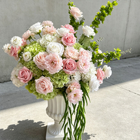 Stofrose kunstbloemen voor bruiloft, bloemstukken voor de gangpaden, kolomstandaard, bloemarrangement voor ceremonie en receptie decoratie