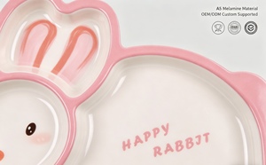 Plato de Melamina <span class=keywords><strong>Happy</strong></span> Rabbit de NYT |   Ligero y Seguro |   Perfecto para Comidas y Fiestas Infantiles - Product Image 6