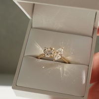Toi et Moi Bague de Fiançailles et de Mariage Classique en Argent Sterling 925 avec Double Pierre Moissanite Taille Marquise Certifiée Sertie à Griffes