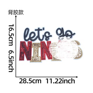 Lascia <span class=keywords><strong>andare</strong></span> i capi con paillettes Patch di ferro su ricamo con nome sportivo grande toppa ricamata con paillettes - Product Image 6