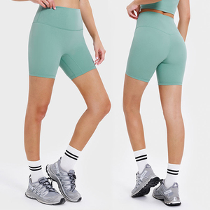 Short de yoga trois-quarts pour femme Pantalon de sport serré brossé double face Taille élastique-Nude Feeling No embarrassant - Product Image 2