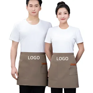 Custom Apron Collar Beauty Salon Restaurant Waiter Staff Short Work Apron with Logo Ges Table