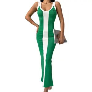 SMO Worsted Tank Dress V Neck Worsted Tube Dress Long Knitted Worsted Wrap Dress 2024 Women
