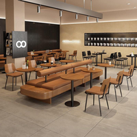 Table et chaise de restaurant pour café, banquette, mobilier de café avec table en bois et pieds en métal, mobilier de restaurant