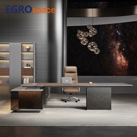 EGROspace, fournisseur professionnel de meubles, table de direction en forme de L, table de PDG, bureau de direction en bois plaqué luxe
