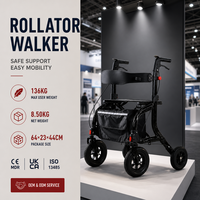 Déambulateur pliant multifonctionnel avec siège, nouveau design, 4 roues, capacité de 136 kg, pour les acheteurs internationaux