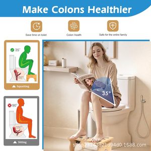 Tabouret de toilette en bois, pliable, design visage de chat en bambou, pour enfants et adultes, utilisation dans la salle de bain - Product Image 2