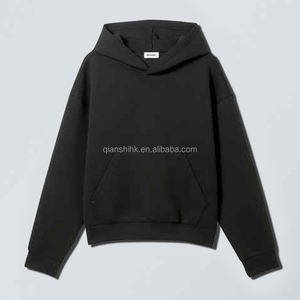 Vêtements d'hiver Meilleur fabricant de sweat à capuche uni Noir Custom Oversized Heavy Cotton Hoodies Men Cropped Heavyweight Blank Hoodie - Product Image 3