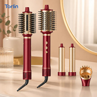 Sèche-cheveux ionique Torlin 50 % plus rapide avec brosse chauffante, 100 000 tr/min, affichage numérique, lissage et bouclage, arrêt automatique après 40 minutes