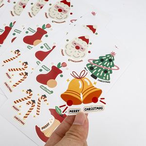 Feuille d'autocollants de Noël imprimés FX, découpés à la forme, autocollants adhésifs, dessins animés du Père Noël pour décorations de fêtes - Product Image 3