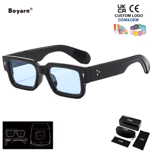 <span class=keywords><strong>Gafas</strong></span> de Sol Clásicas Boyarn para Exteriores, Estilo Vintage Punk, Degradado Verde Oscuro, con Remaches, para Monturas Gruesas - Product Image 3