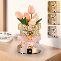Lampu Meja LED Bunga Tulip Modern Fleksibel Tanpa Kabel, Dapat Diisi Ulang, Sentuh, Peredup Cahaya, Portabel