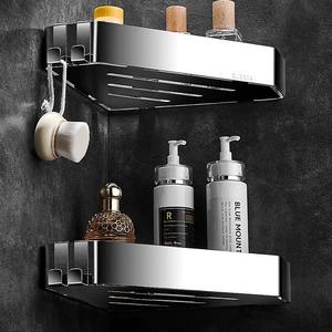 Étagère d'angle murale rectangulaire moderne en acier inoxydable 304 à double niveau, étanche, pour salle de bain, rangement pour gel douche - Product Image 3