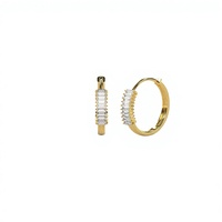 Pendientes de Aro de Lujo Chapados en Oro de 18K con Diamantes de Corte Baguette, Elegantes para Novia, Regalo de Boda, Joyería Fina para Mujer
