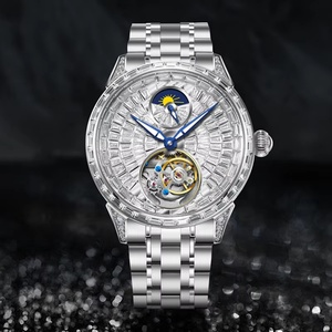PINDU P6637 Full Diamond Series Manual <b>Mechanical</b> Movement Stainless Steel Men's Luxury Fashion <b>Watch</b> with 3BAR Water Resistance - Product Image 5