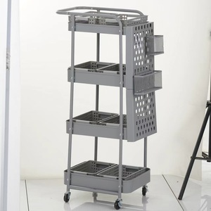 <span class=keywords><strong>Chariot</strong></span> de rangement autoportant en acier au carbone pour cuisine, support multifonctionnel à trois niveaux pour outils de nettoyage au design moderne - Product Image 4