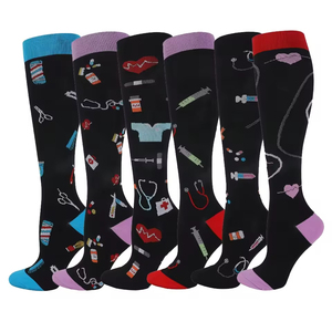Hot Sale 15-20 mmHg Graduated Comfort Sports Nurse Support Nylon <strong>Knee</strong> <strong>High</strong> Compression <strong>Socks</strong> - Product Image 1