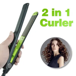 Alisador de cabelo profissional de titânio com bordas planas lcd atacado de marca própria alisador de cabelo personalizado