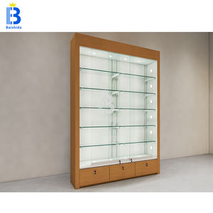 Loja de varejo Móveis Madeira Cor Cigar <span class=keywords><strong>Display</strong></span> <span class=keywords><strong>Cabinet</strong></span> com iluminação LED Vidro Showcase para charutos - Product Image 3