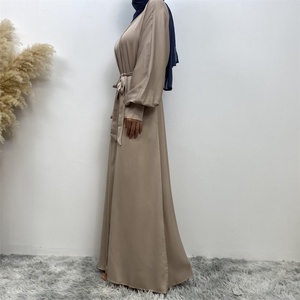 Abaya Islámica Abierta con Bolsillos en Satén Acanalado Suave para Mujeres Musulmanas Elegantes 1975, Super Oferta # - Product Image 5