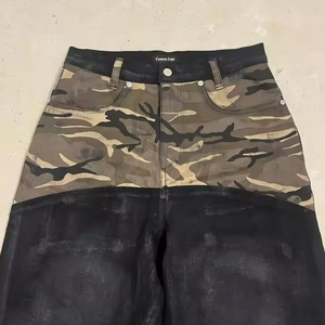 <span class=keywords><strong>Pantaloni</strong></span> in Denim a gamba larga con blocco di colore cotone Jean Jeans Jeans Vintage Vintage nero lavato con <span class=keywords><strong>fondo</strong></span> di emergenza Jeans larghi <span class=keywords><strong>da</strong></span> <span class=keywords><strong>uomo</strong></span> - Product Image 3