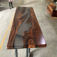 Table de salle à manger en bois massif avec résine époxy, fabriquée en Chine, table de restaurant, table carrée, table de salle à manger en résine époxy