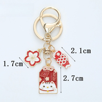 Porte-clés japonais Kawaii en émail, pendentif amulette orientale Maneki Neko, design porte-bonheur et victoire, décoration de sac à main, cadeaux de la Saint-Valentin