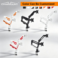Support de moniteur double pour jeux vidéo élégant et nouveau, inclinaison à 90 degrés, plusieurs options de couleurs, noir, orange, blanc, rouge, ressort à gaz, support d'écran PC 40 pouces