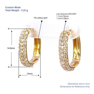 Pendientes de Aro de Oro de 14K Personalizados de Tianyu Gems, Corte Brillante Redondo, Diamante de Laboratorio con Engaste Completo, Lujosos para Mujer - Product Image 2