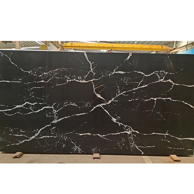 Quartz Calacatta Black Polished Surface Artificial Slab Stone Quartz Countertops Stone Engineered Quartz Slabs