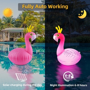 Güneş enerjili şişme <span class=keywords><strong>Flamingo</strong></span> işıkları yüzen LED havuz süslemeleri düğün ve parti malzemeleri için - Product Image 6